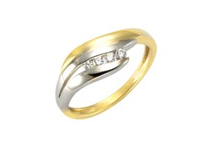 4006046290586 - Fingerring VIVANCE 333 - Gelb- und Weißgold 4x Zirkonia Fingerringe Gr 052 (166) Gold bunt (mehrfarbig weiß) Damen Fingerringe