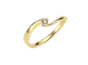 4006046296144 - Fingerring 750 Gold Brillant 006ct Fingerringe Gr 052 (166) 006 ct SI = kleine Einschlüsse Gold gelb (gelb weiß) Damen Fingerringe