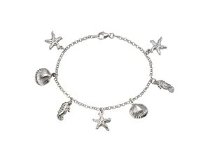 4006046302517 - Armband VIVANCE 925 Silber rhodiniert maritime Motive Armbänder Gr 19cm Silber 925 (Sterlingsilber) weiß Damen Bettelarmband Silberarmband Armbänder Silber Armschmuck