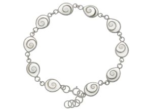 4006046303538 - Armband VIVANCE 925 Silber mit Muschel weiß Armbänder Gr 195cm Silber 925 (Sterlingsilber) weiß Damen Charm-Armband Silberarmband Chunks Armbänder Silber Armschmuck