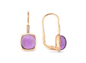 4006046304061 - Paar Ohrhänger 585 Gold rosé mit Amethyst + Brillant 003ct Ohrringe Gr ONE-SIZE 003 ct Gold rot (rot lila) Damen Ohrhänger