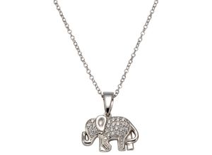 4006046311250 - Kette mit Anhänger FIRETTI Schmuck Geschenk Silber 925 Halsschmuck Halskette Ankerkette Elefant Halsketten Gr Silber 925 (Sterlingsilber) Länge 47 cm silberfarben (silberfarben kristallweiß) Damen Ketten mit Anhänger Zirkonia (synth)