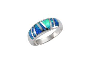 4006046315142 - Fingerring VIVANCE 925 - Sterling Silber synth Opal Fingerringe Gr 052 (166) Silber 925 (Sterlingsilber) weiß (weiß blau) Damen Fingerringe