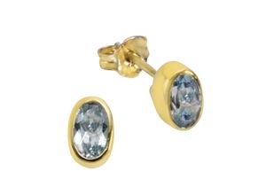 4006046315784 - Paar Ohrstecker VIVANCE 333 - Gelbgold mit Blautopas (beh) Ohrringe Gr ONE-SIZE Gold gelb (gelb blau) Damen Ohrstecker