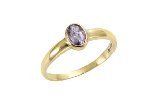 4006046316040 - Fingerring VIVANCE 333 - Gelbgold mit Amethyst Fingerringe Gr 052 (166) Gold gelb (gelb lila) Damen Fingerringe