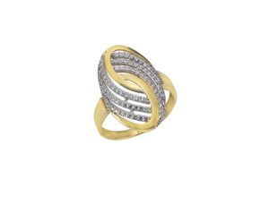 4006046316415 - Fingerring FASCINATION BY ELLEN K 375 GG bicolor Zirkonia Fingerringe Gr 052 (166) Gold gelb (gelb weiß) Damen Fingerringe