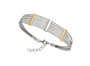 4006046318440 - Armband VIVANCE 925 - Sterling Silber + Stahl bicolor Armbänder Gr 19 + 3cm Silber 925 (Sterlingsilber) bunt (mehrfarbig) Damen Armbänder Silber