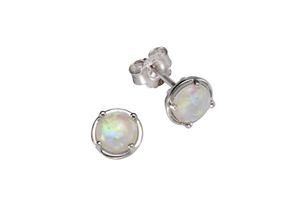 4006046318617 - F Ohrstecker 925 - Sterling Silber synth Opal blau 07cm Glänzend 15ct