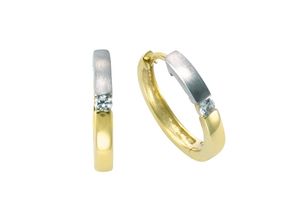 4006046319959 - Paar Creolen VIVANCE 333 Gold zweifarbig 16mm Zirkonia Ohrringe Gr ONE-SIZE Gold bunt (mehrfarbig weiß) Damen Creolen