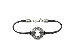 4006046322485 - Armband CAÏ 925 - Sterling Silber matt-oxidiert mit Leder Armbänder Gr 21cm Silber 925 (Sterlingsilber) silberfarben (silbergrau) Herren Armbänder Silber