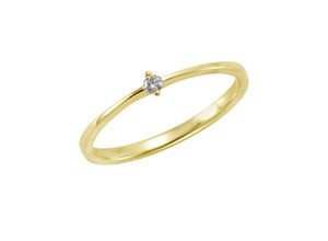 4006046343886 - Fingerring 585 Gold Brillant 007ct Fingerringe Gr 052 (166) 007 ct SI = kleine Einschlüsse Gold gelb (gelb weiß) Damen Fingerringe