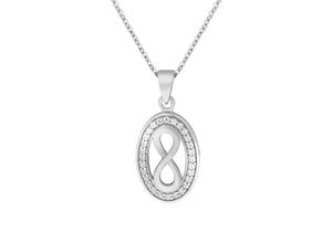 4006046344104 - Zeeme Silber Anhänger mit Kette 925 - Sterling Silber Zirkonia weiß 45cm Glänzend