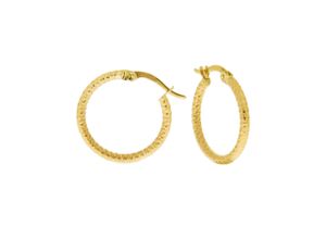 4006046345972 - Paar Creolen FASCINATION BY ELLEN K Gold 375 strukutriert 18mm Ohrringe Gr ONE-SIZE Gold gelb Damen Creolen