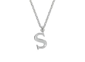 4006046346207 - Kette mit Anhänger DIAMONDS BY ELLEN K 925 - Sterling Silber Diamant 0008ct Buchstabe S Halsketten Gr 45 + 3cm 0008 ct Silber 925 (Sterlingsilber) Länge 48 cm Breite 120 mm weiß Damen Ketten mit Anhänger