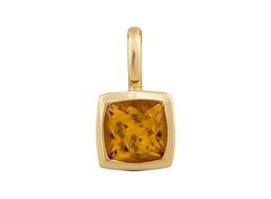 4006046346733 - Ketten-Anhänger Gold 585 mit echtem Citrin 5x5mm Schmuckanhänger Gr ONE-SIZE Gold 07 g gelb (gelb gelb) Damen