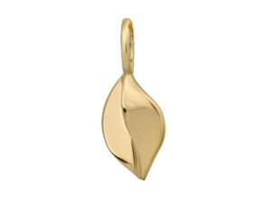 4006046346795 - Ketten-Anhänger 585 Gold mit Blatt-Motiv Schmuckanhänger Gr ONE-SIZE Gold 02 g gelb Damen Anhänger