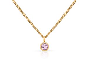 4006046347822 - Kette mit Anhänger 585 Gold Amethyst 5mm Halsketten Gr 42 45cm Gold Länge 45 cm Breite 60 mm gelb (gelb lila) Damen Ketten mit Anhänger