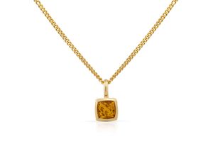 4006046347891 - Kette mit Anhänger 585 Gold Citrin 5x5mm Halsketten Gr 42 45cm Gold Länge 45 cm Breite 70 mm gelb (gelb gelb) Damen Ketten mit Anhänger