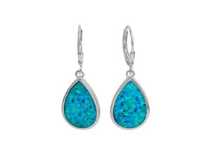 4006046358330 - Paar Ohrhänger VIVANCE 925 - Sterling Silber synth Opal blau Ohrringe Gr ONE-SIZE Silber 925 (Sterlingsilber) weiß (weiß blau) Damen Ohrhänger