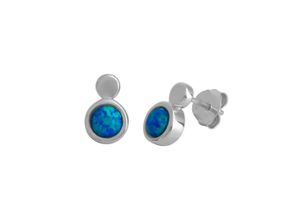 4006046359092 - Paar Ohrstecker VIVANCE 925 - Sterling Silber rhodiniert imit Opal blau Ohrringe Gr ONE-SIZE Silber 925 (Sterlingsilber) weiß (weiß blau) Damen Ohrstecker