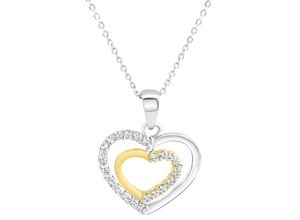 4006046362313 - Kette mit Anhänger FIRETTI Schmuck Geschenk Silber 925 Halsschmuck Halskette Ankerkette Herz Halsketten Gr Silber 925 (Sterlingsilber) Länge 45 cm Breite 1 mm goldfarben (silberfarben gelbgoldfarben kristallweiß) Damen Ketten mit Anhänger Zirkonia (synth)