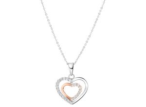 4006046362320 - Kette mit Anhänger FIRETTI Schmuck Geschenk Silber 925 Halsschmuck Halskette Ankerkette Herz Halsketten Gr Silber 925 (Sterlingsilber) Länge 45 cm Breite 1 mm rosegold (silberfarben roségoldfarben kristallweiß) Damen Ketten mit Anhänger Zirkonia (synth)