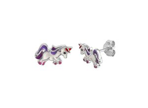 4006046364881 - Paar Ohrstecker VIVANCE 925 - Sterling Silber rhodiniert Einhorn Ohrringe Gr ONE-SIZE Silber 925 (Sterlingsilber) weiß (weiß bunt) Vivance