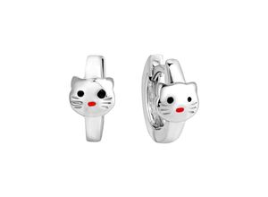 4006046368407 - Paar Creolen FIRETTI Schmuck Geschenk Silber 925 Katzen Ohrringe Gr Silber 925 (Sterlingsilber) bunt (silberfarben rot schwarz) Mädchen Mädchenschmuck 4006046368407 - Paar Creolen FIRETTI Schmuck Geschenk Silber 925 Katzen Ohrringe Gr Silber 925 (Sterlingsilber) bunt (silberfarben rot schwarz) Mädchen Mädchenschmuck