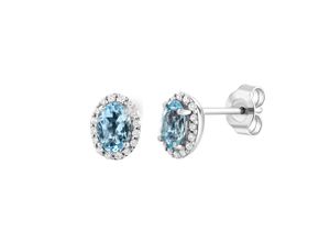 4006046372947 - Paar Ohrstecker DIAMONDS BY ELLEN K Weißgold 585 mit echtem Aquamarin und 36 Diamanten zus 014ct Ohrringe Gr ONE-SIZE 0144 ct P1 = bei 10-facher Vergrößerung erkennbare Einschlüsse Gold weiß (weiß blau) Damen Ohrstecker