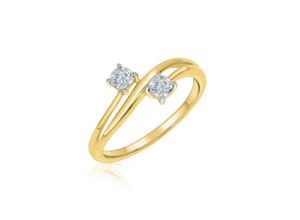 4006046373562 - Fingerring DIAMONDS BY ELLEN K 585 Gold gelb zweifarbig Brilliant Fingerringe Gr 052 (166) 013 ct P1 = bei 10-facher Vergrößerung erkennbare Einschlüsse Gold weiß (weiß weiß) Damen Fingerringe