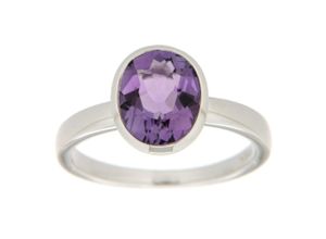 4006046377195 - Fingerring 585 Gold mit echtem Amethyst 108mm Fingerringe Gr 060 (191) Gold weiß (weiß lila) Damen Fingerringe Handschmuck (Ringe)