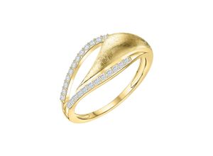 4006046381154 - Fingerring FASCINATION BY ELLEN K 585 Gold zweifarbig mit 24x Zirkonia weiß Fingerringe Gr 052 (166) Gold gelb (gelb weiß) Damen Fingerringe