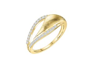 4006046381192 - Fingerring FASCINATION BY ELLEN K 585 Gold zweifarbig mit 24x Zirkonia weiß Fingerringe Gr 060 (191) Gold gelb (gelb weiß) Damen Fingerringe