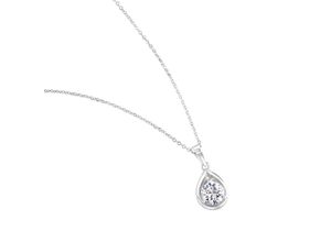 4006046381413 - Zeeme Basic Halskette Silber 925 rhodiniert 45cm lang Tropfen-Anhänger mit weißem Zirkonia 4006046381413 - Zeeme Basic Halskette Silber 925 rhodiniert 45cm lang Tropfen-Anhänger mit weißem Zirkonia