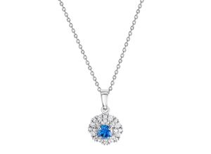 4006046384193 - V Anhänger mit Kette 925 - Sterling Silber Zirkonia blau 45cm Glänzend