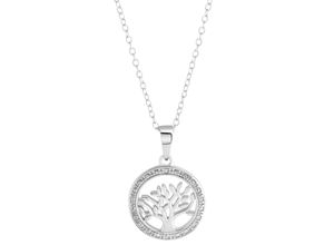 4006046384322 - Kette mit Anhänger FIRETTI Schmuck Geschenk Baum des Lebens Halsketten Gr 001 ct Silber 925 (Sterlingsilber)-Diamanten Länge 45 cm Breite 1 mm silberfarben Damen mit Diamanten