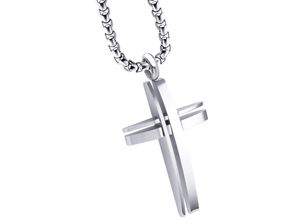 4006046384391 - Kette mit Anhänger FIRETTI Schmuck Geschenk Kreuz Halsketten Gr Edelstahl Länge 55 cm Breite 23 mm silberfarben (edelstahlfarben) Damen