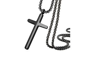 4006046384445 - Kette mit Anhänger FIRETTI Schmuck Geschenk Kreuz Halsketten Gr Edelstahl Länge 55 cm Breite 23 mm schwarz Damen Ketten mit Anhänger