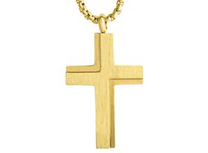 4006046384469 - Kette mit Anhänger FIRETTI Schmuck Geschenk Kreuz Halsketten Gr Edelstahl Länge 45 cm Breite 23 mm gelb (gelbgoldfarben) Damen Ketten mit Anhänger