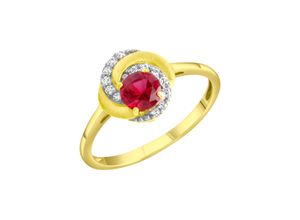 4006046385572 - Fingerring FIRETTI Schmuck Geschenk Silber 925 Silberring Fingerringe Gr 54 Silber 925 (Sterlingsilber) 16 mm rot (gelbgoldfarben silberfarben rot kristallweiß kristallweiß) Damen Fingerringe mit Rubin (synth) Zirkonia (synth)