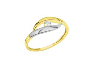 4006046390217 - Fingerring VIVANCE 375 - Gelbgold bicolor Zirkonia Fingerringe Gr 056 (178) Gold bunt (mehrfarbig weiß) Damen Fingerringe