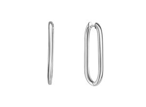 4006046391009 - Paar Creolen ZEEME Silber 925 rhodiniert oval 31mm lang Ohrringe Gr ONE-SIZE Silber 925 (Sterlingsilber) weiß Damen