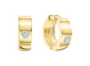 4006046391399 - Paar Creolen VIVANCE 375 - Gelbgold Zirkonia Ohrringe Gr ONE-SIZE Gold gelb (gelb weiß) Damen Creolen