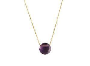 4006046393607 - Kette mit Anhänger CELESTA 375 - Gelbgold Amethyst Halsketten Gr 42 + 3cm Gold Länge 45 cm Breite 80 mm gelb (gelb blau) Damen Ketten mit Anhänger