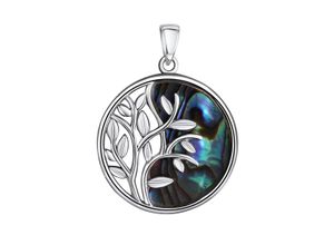 4006046409889 - Ketten-Anhänger VIVANCE 925-Sterling Silber rhodiniert Abalone Schmuckanhänger Gr ONE-SIZE Silber 925 (Sterlingsilber) 39 g blau (blau blau) Damen Anhänger