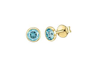 4006046410922 - Paar Ohrstecker VIVANCE 585 - Gelbgold Blautopas Ohrringe Gr ONE-SIZE Gold gelb (gelb hellblau) Damen Ohrstecker