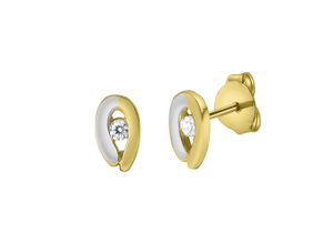 4006046413459 - Paar Ohrstecker VIVANCE 375 - Gelbgold bicolor Zirkonia Ohrringe Gr ONE-SIZE Gold bunt (mehrfarbig weiß) Damen Ohrstecker