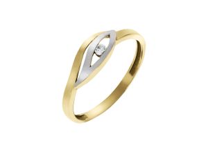 4006046413572 - Fingerring VIVANCE 375 - Gelbgold bicolor Zirkonia Fingerringe Gr 052 (166) Gold bunt (mehrfarbig weiß) Damen Fingerringe