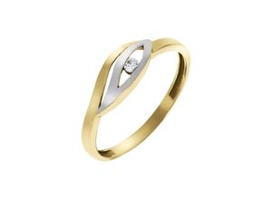 4006046413619 - Fingerring VIVANCE 375 - Gelbgold bicolor Zirkonia Fingerringe Gr 062 (197) Gold bunt (mehrfarbig weiß) Damen