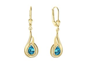 4006046413848 - Paar Ohrhänger VIVANCE 375 - Gelbgold glanz Blautopas Ohrringe Gr ONE-SIZE Gold gelb (gelb blau) Damen Ohrhänger